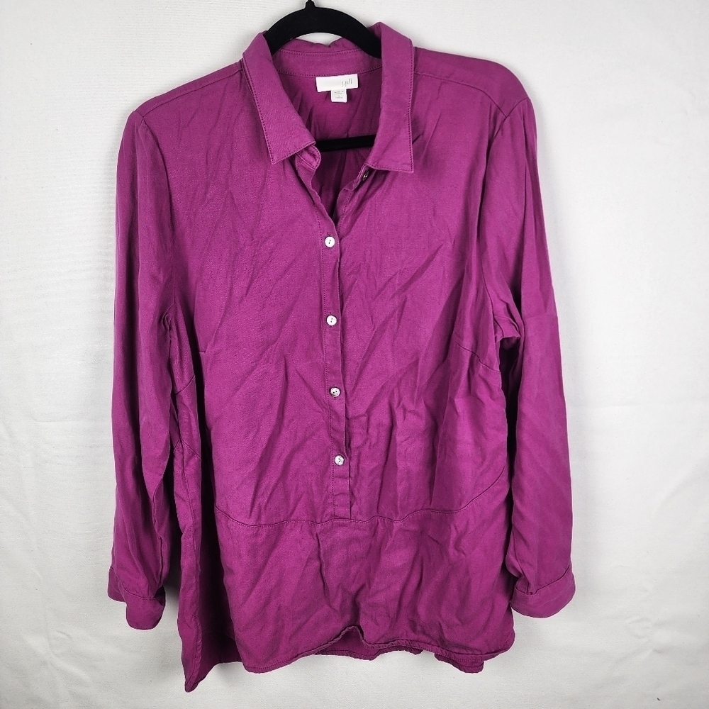 J Jill Shirt Womens Magenta Casual‎ Comfort Tunic